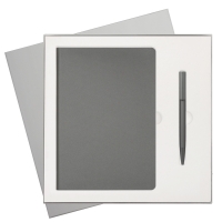 Подарочный набор Moon river, серый (ежедневник, ручка) Подарочный набор Moon river, серый (ежедневник, ручка)