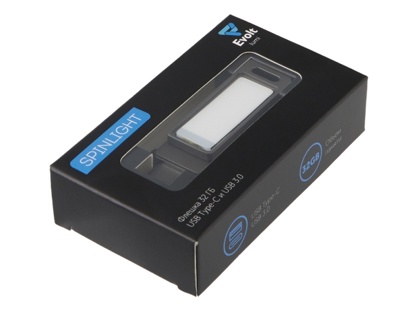 Флешка 32 ГБ USB Type-C и USB 3.0 с подсветкой лого «Спинлайт»