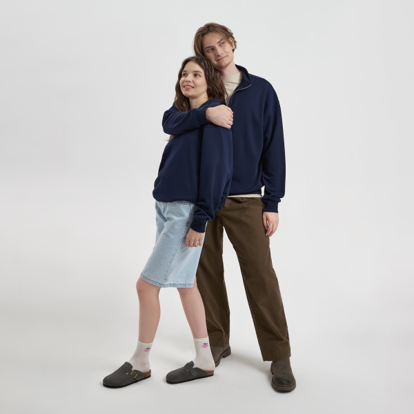 Толстовка на молнии унисекс FLOW, темно-синяя, размер M/L