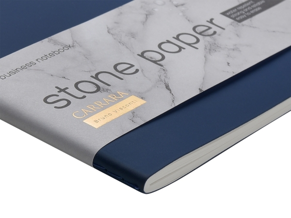 Тетрадь с каменной бумагой А5 "Carrara" 40 л., линейка, темно-синий