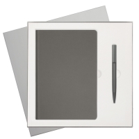 Подарочный набор Star, серый (ежедневник, ручка) Подарочный набор Star, серый (ежедневник, ручка)