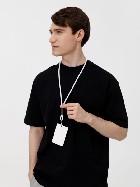 Шнурок для бейджа Tube Metal, белый