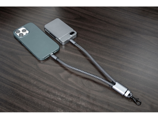 Ремешок-держатель для телефона с зарядным кабелем USB-C - USB-C «Lany Wristband Charge Eco», серый