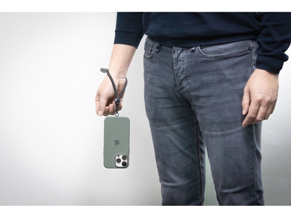 Ремешок-держатель для телефона с зарядным кабелем USB-C - USB-C «Lany Wristband Charge Eco», серый