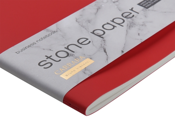 Тетрадь с каменной бумагой А5 "Carrara" 40 л., линейка, красный