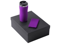 Подарочный набор c вакуумной термокружкой и повербанком С1, фиолетовый Подарочный набор c вакуумной термокружкой и повербанком С1, фиолетовый