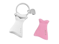Брелок со сменными декоративными насадками в виде платьев и сумочки, розовый/белый/серебристый Брелок со сменными декоративными насадками в виде платьев и сумочки, розовый/белый/серебристый