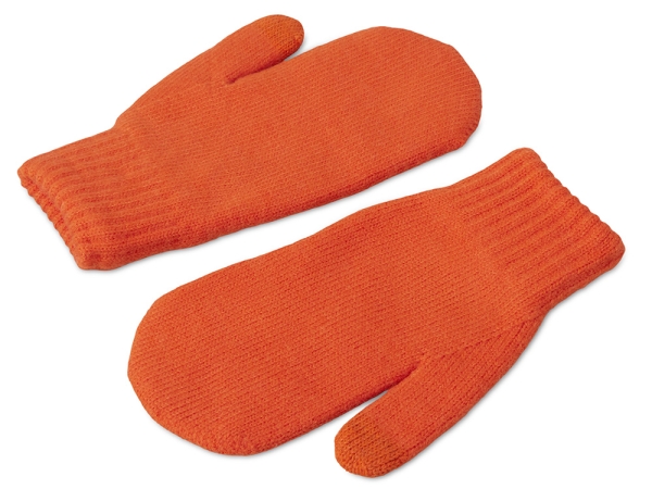 Подарочный набор с варежками, шарфом и термосом, оранжевый