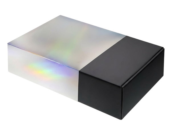 Подарочная коробка с голографическим шубером без печати "Aurora", L, 260х260х100 мм.