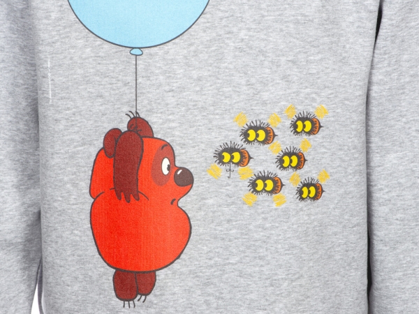 Свитшот с начесом «Винни-Пух» унисекс, серый меланж