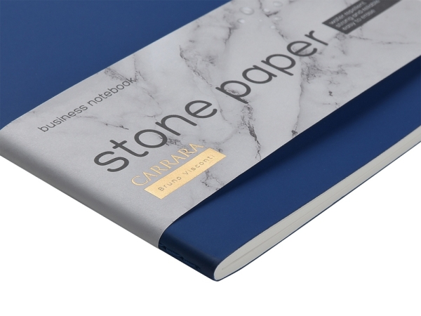 Тетрадь с каменной бумагой А5 "Carrara" 40 л., линейка, синий