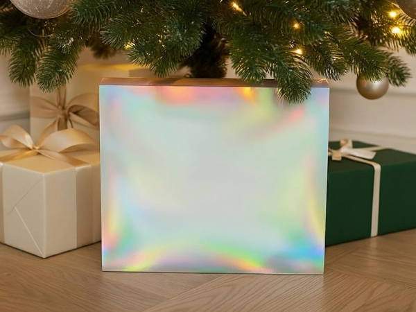 Подарочная коробка с голографическим шубером без печати "Aurora", XL, 300х235х105 мм.