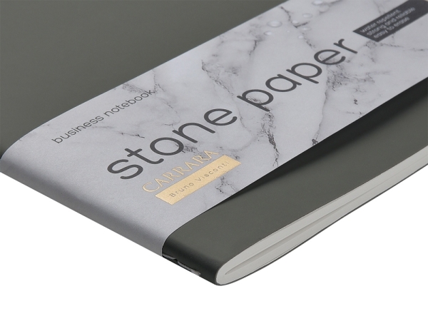 Тетрадь с каменной бумагой А5 "Carrara" 40 л., линейка, серый