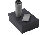 Подарочный набор c вакуумной термокружкой и повербанком С2, серый Подарочный набор c вакуумной термокружкой и повербанком С2, серый