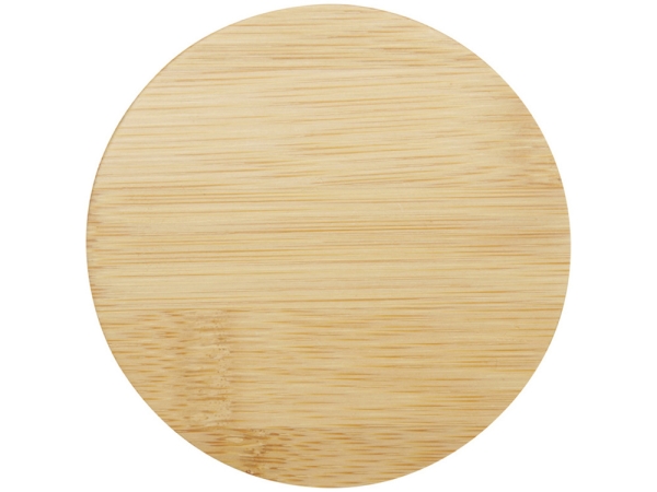 Стеклянная кружка Leona объемом 350 мл с бамбуковой крышкой - прозрачный