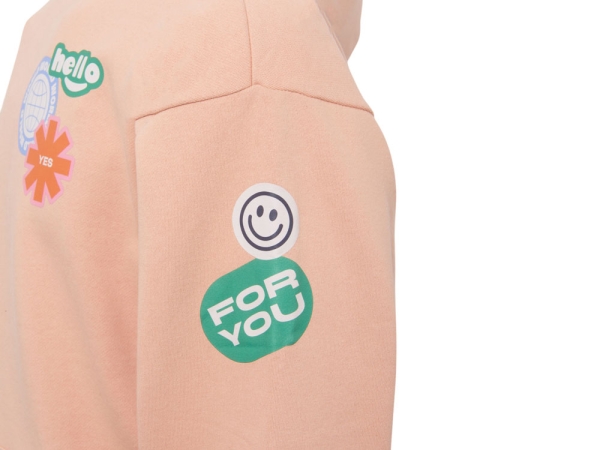 Толстовка с капюшоном оверсайз «Berlin» унисекс, лососевый, ДТФ, бренд тайп и лейбл