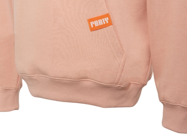 Толстовка с капюшоном оверсайз «Berlin» унисекс, лососевый, ДТФ, бренд тайп и лейбл