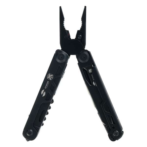 Мультитул Stinger, 113 х 19 мм, 19 функций, сталь, черный, в картонной коробке, в комплекте нейлоновый чехол