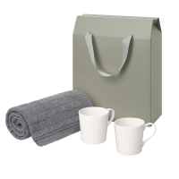 Подарочный набор Siena, Fado, серый в коробке-пакете (две фарфоровых кружки, плед)