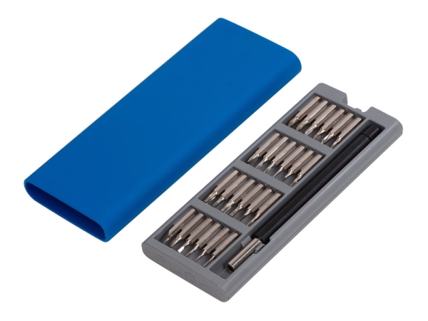 Отвертка с набором из 24 насадок "Bits", темно-синий