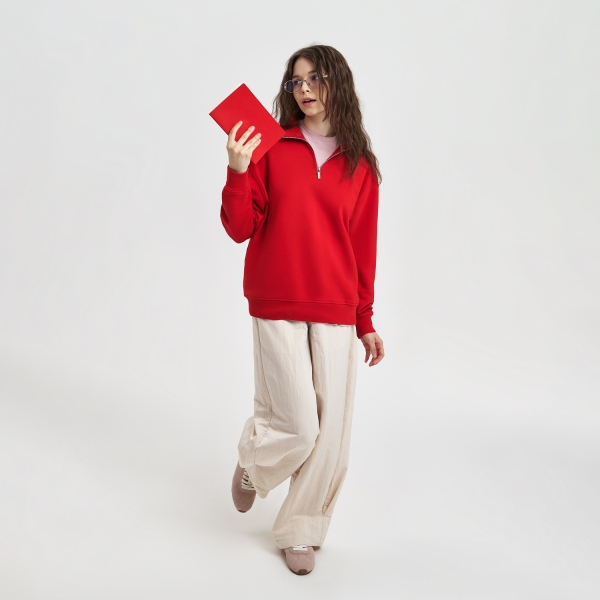 Толстовка на молнии унисекс FLOW, красная, размер 3XL/4XL