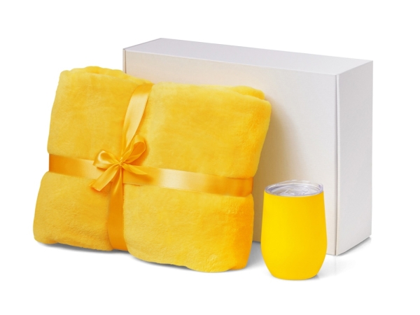 Подарочный набор «Dreamy hygge» 2.0 с пледом и термокружкой, желтый