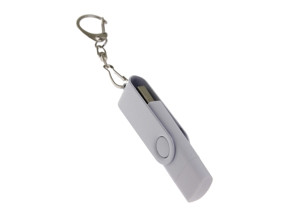 USB-флешка на 64 Гб 2 в 1 поворотный механизм, c дополнительным разъемом Type-C с одноцветным металлическим клипом, белый