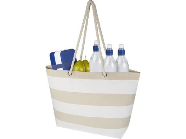 Florida пляжная эко-сумка из переработанного материала, сертифицированного по стандарту GRS, плотностью 270 г/м² 18L - Натуральный / Белый