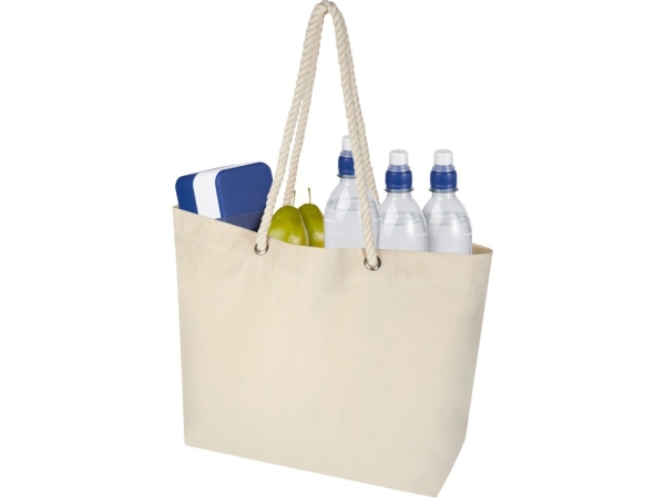 Florida пляжная эко-сумка из переработанного материала, сертифицированного по стандарту GRS, плотностью 270 г/м² 18L - Натуральный / Натуральный