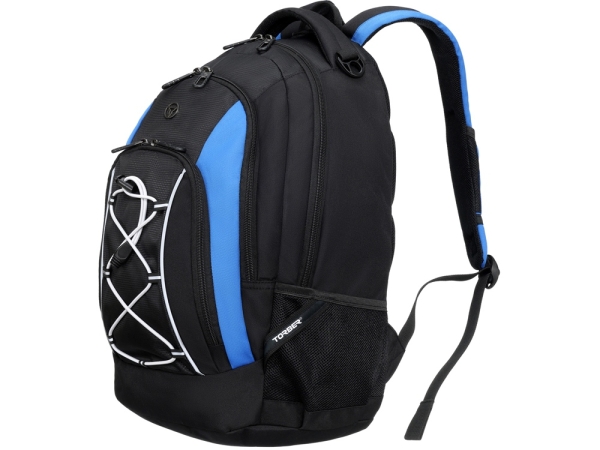 Рюкзак TORBER ROCKIT с отделением для ноутбука 15", черный/синий, полиэстер, 33х19х45 см, 28 л