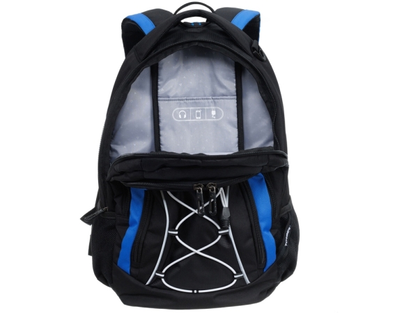 Рюкзак TORBER ROCKIT с отделением для ноутбука 15", черный/синий, полиэстер, 33х19х45 см, 28 л