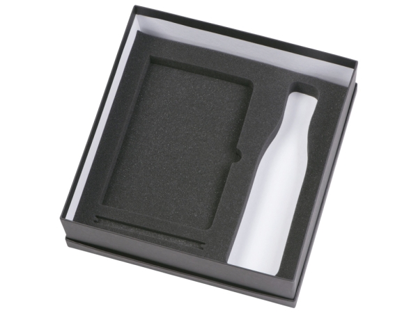 Подарочный набор с блокнотом С2, металлической ручкой и термобутылкой, черный