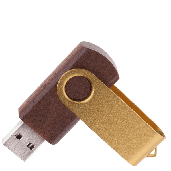 Флешка TWIST WOOD COLOR Темное дерево с золотистым 4014.32.17.4ГБ