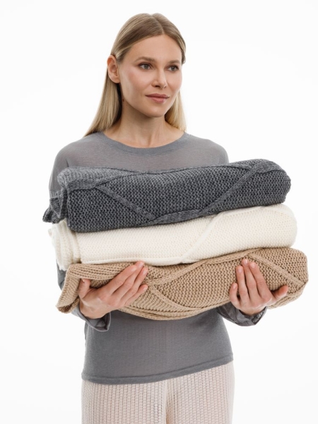 Плед Curve Verve, молочно-белый