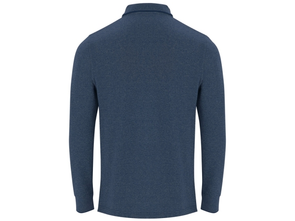 Рубашка поло "Dylan" мужская с длинным рукавом, меланжевый нэйви