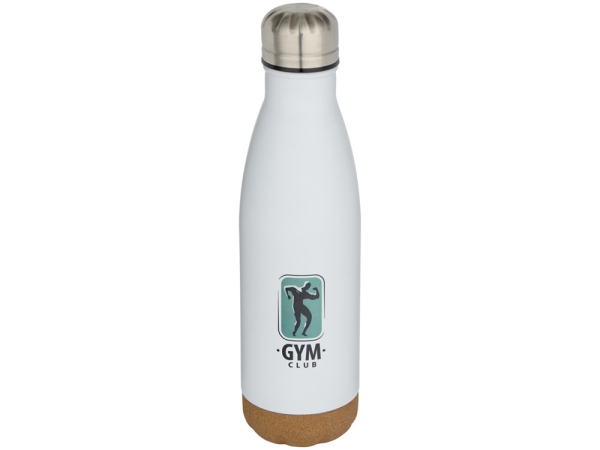 Бутылка для воды Cove из нержавеющей стали с двойными стенками и вакуумной изоляцией, объемом 500 мл, с пробковыми деталями - Белый