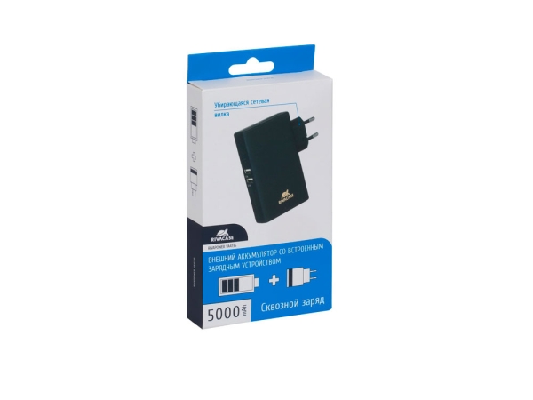 Внешний аккумулятор VA4736 со встроенным зарядным устройством, 5000 mAh, черный