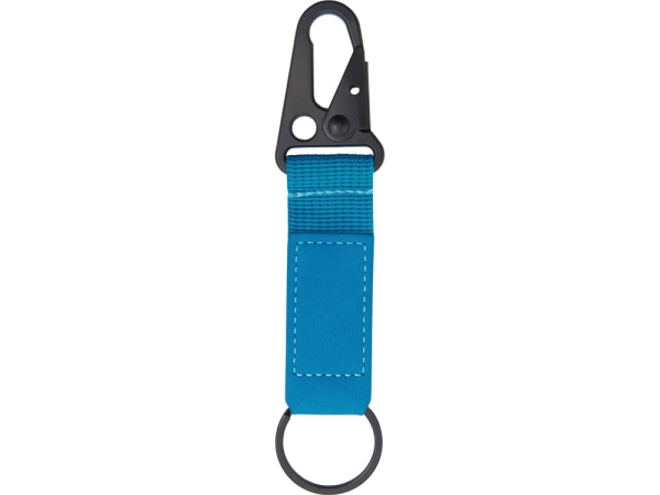 Брелок-ремувка "Carabinier" из ткани с вставкой из экокожи и карабином, синий