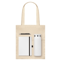 Подарочный набор Arctic, белый/черный (ежедневник, ручка, термобутылка, шоппер) Подарочный набор Arctic, белый/черный (ежедневник, ручка, термобутылка, шоппер)