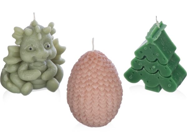 Свечи на подставке "Дракон, яйцо дракона, елочка"