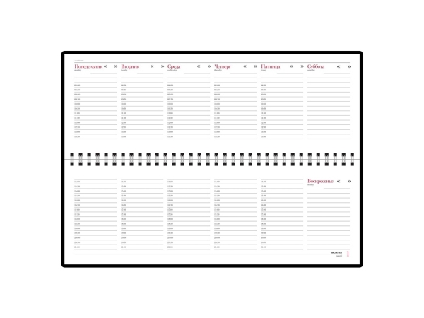 Планинг недатированный  "Velvet" красный