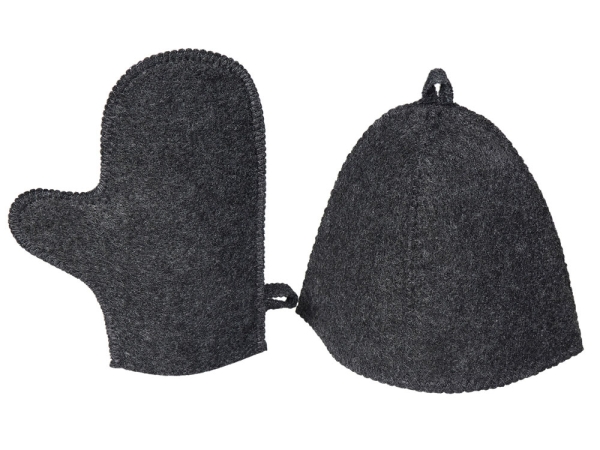 Банный набор из шапки и рукавицы "Renew", серый