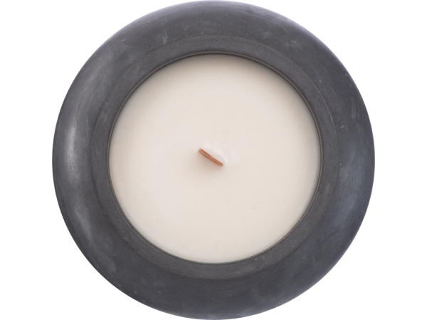Круглая свечка в бетоне, фитиль дерево, oud wood