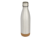 Бутылка для воды Cove из нержавеющей стали с двойными стенками и вакуумной изоляцией, объемом 500 мл, с пробковыми деталями - Matted silver