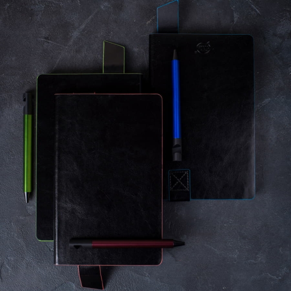 Бизнес-блокнот "Trendi", 130*210 мм, черно-голубой, мягкая обложка, в линейку