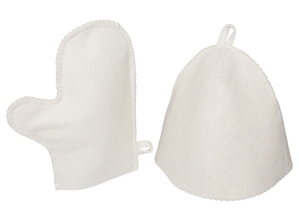 Банный набор из шапки и рукавицы "Renew", белый