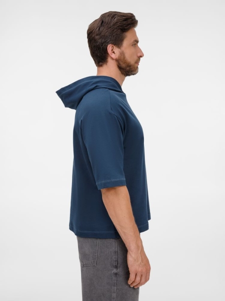 Футболка оверсайз унисекс с капюшоном Neofit, темно-синяя