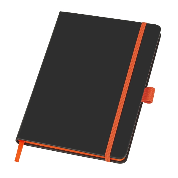 Блокнот "ColorNote Black", твердая обложка A5, 80 листов, черный с оранжевым