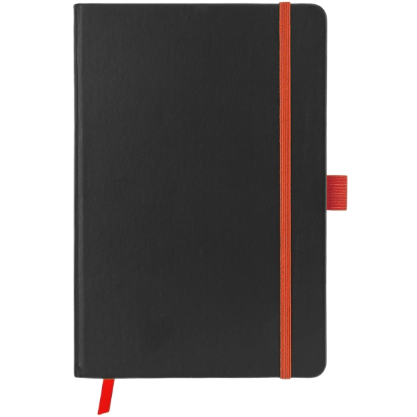 Блокнот "ColorNote Black", твердая обложка A5, 80 листов, черный с оранжевым