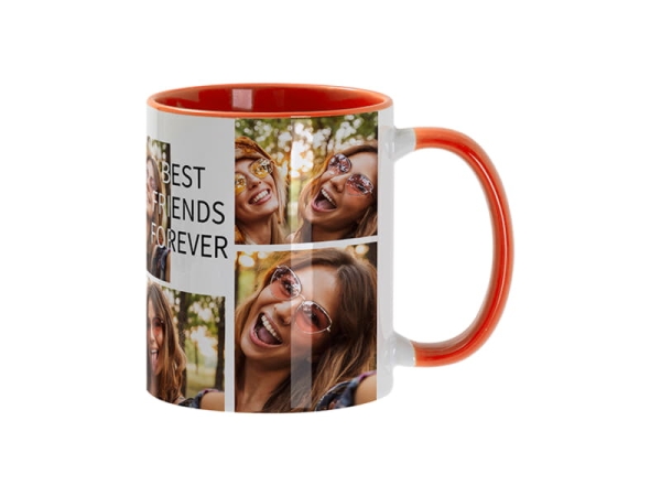 Кружка для сублимации, 330 мл, d=82 мм, стандарт А, белая, желтая внутри, желтая ручка